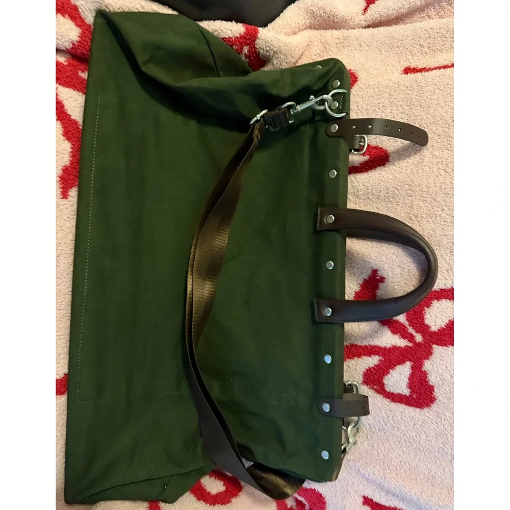 Line of Trade No. 0312 Olive Green Canvas Weekender Travel Bag Leather Trim